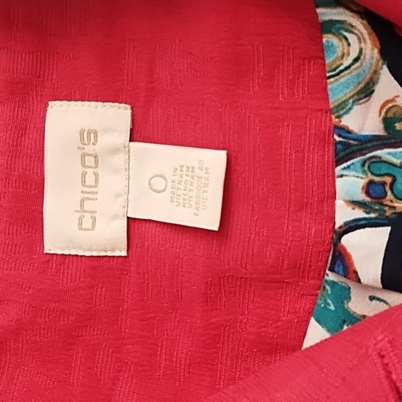 Chico's Fuchsia Pleat Back 3/4 Sleeve Boho Harajuku Textured Jacket - Picture 7 of 9